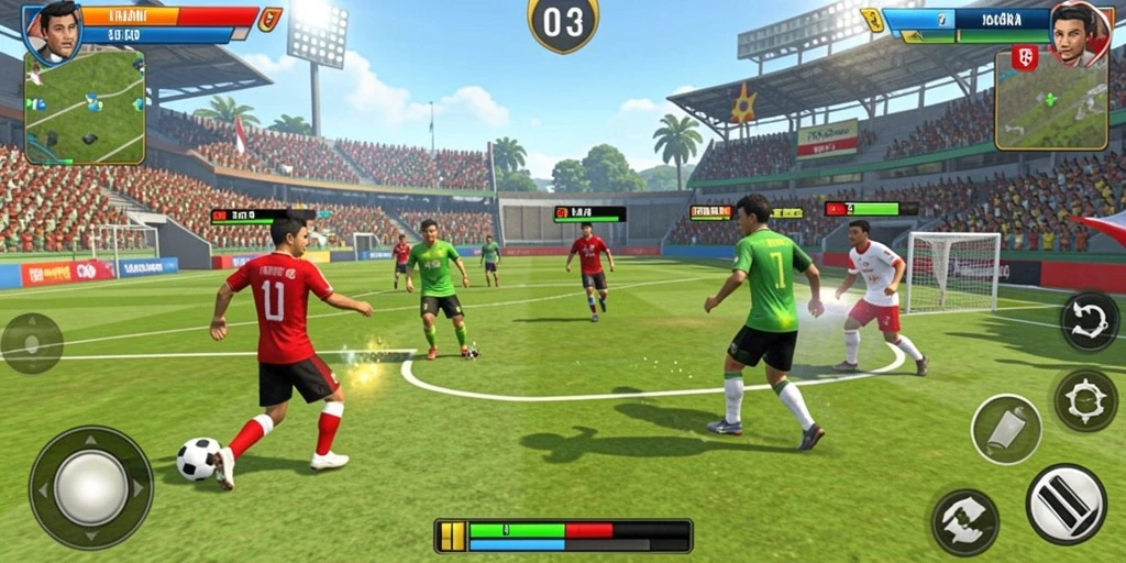Screenshot menunjukkan gameplay yang dinamis dan interaktif.